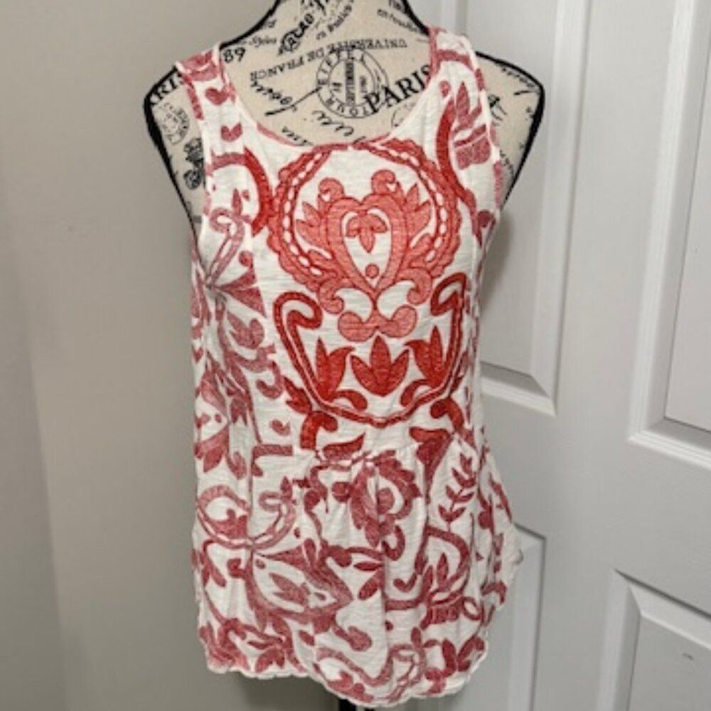 USED Woman's Lucky Brand No Sleeve Mini Dress Color Red/White Size Small